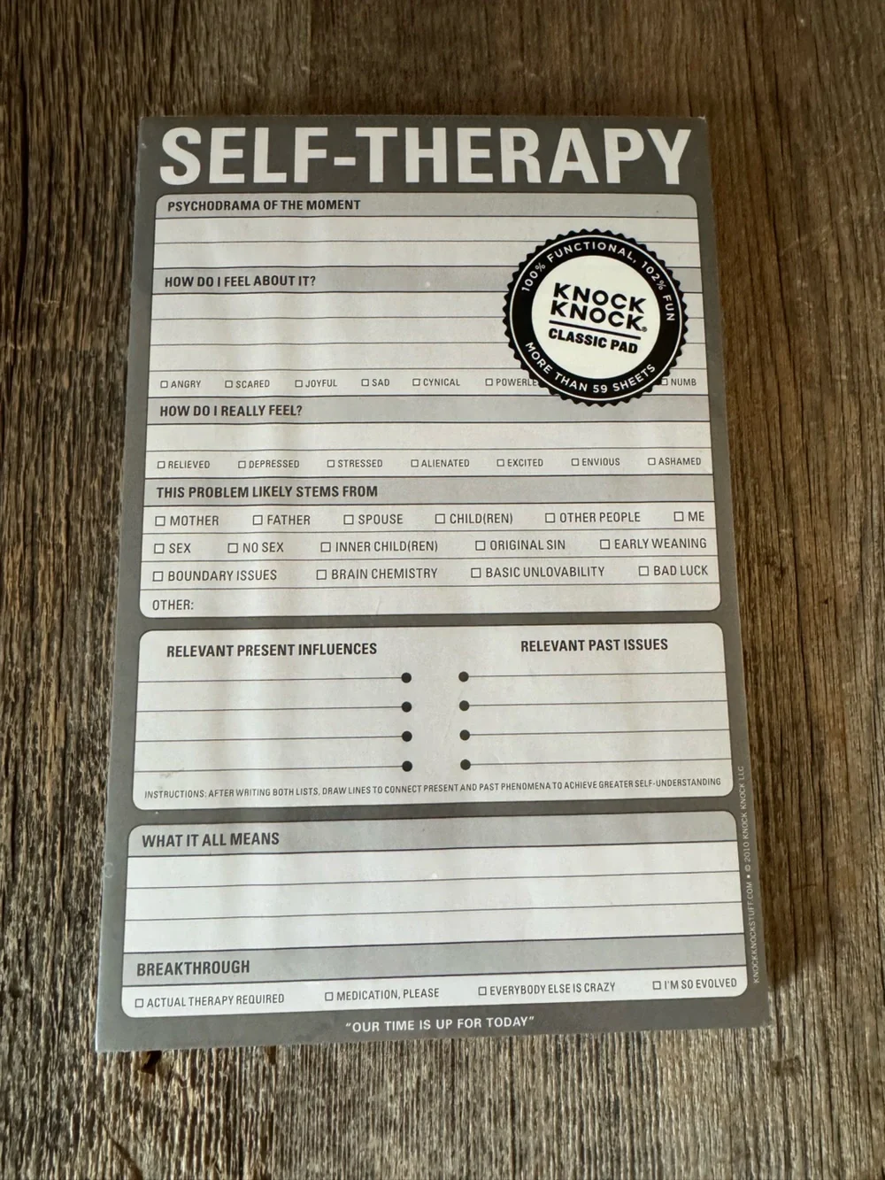 Self-Therapy Classic Pad in grey by Knock Knock